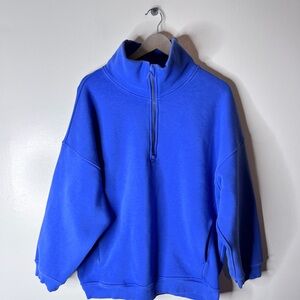 Lululemon Thick Fleece Half-Zip Pullover Sweatshirt Size M/L Oversized Blue